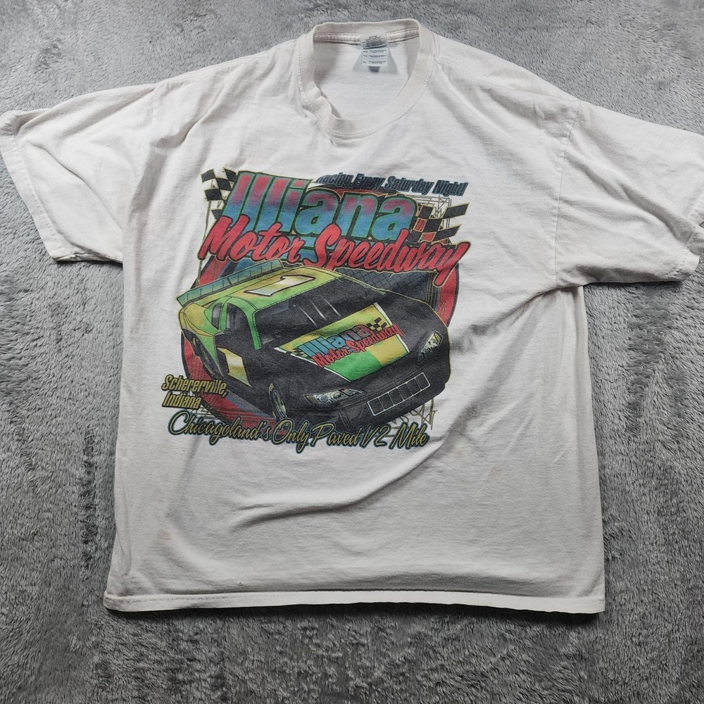 Illiana Motor Speedway Shirt Mens XL White Racing Gildan Chicagoland Track 2011